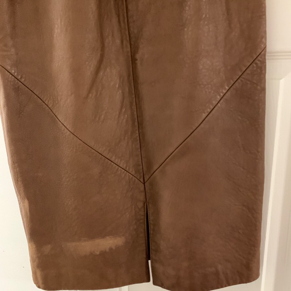 Brown Leather Pencil Skirt - Picture 4 of 8